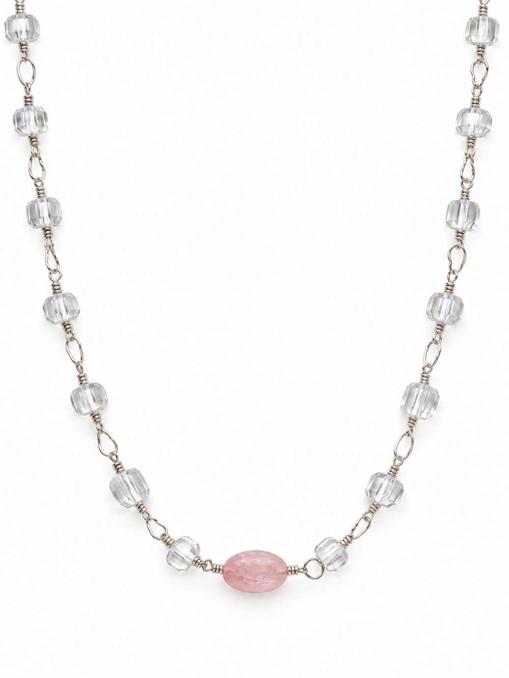 AWN2 White Topaz + Morganite Necklace